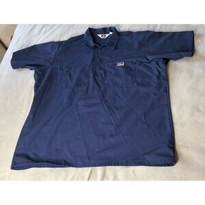 Ben Davis Quarter Zip Work Shirt Mens 2XL Short Sleeve Navy Pocket